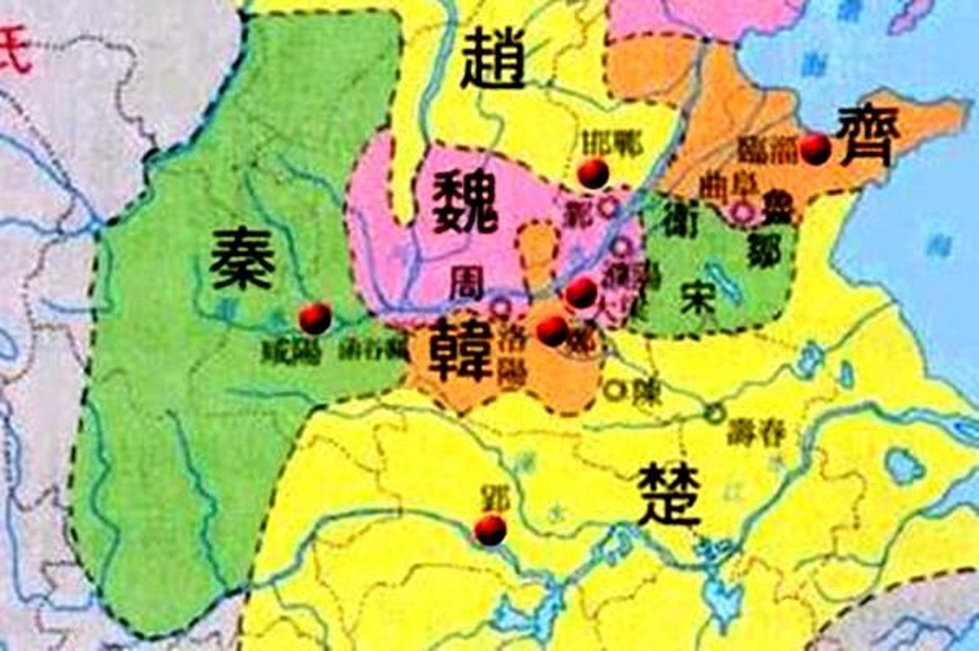 战国七雄分布图(战国时期的七国分布图) 战国七雄分布图(战国时期的七国分布图)