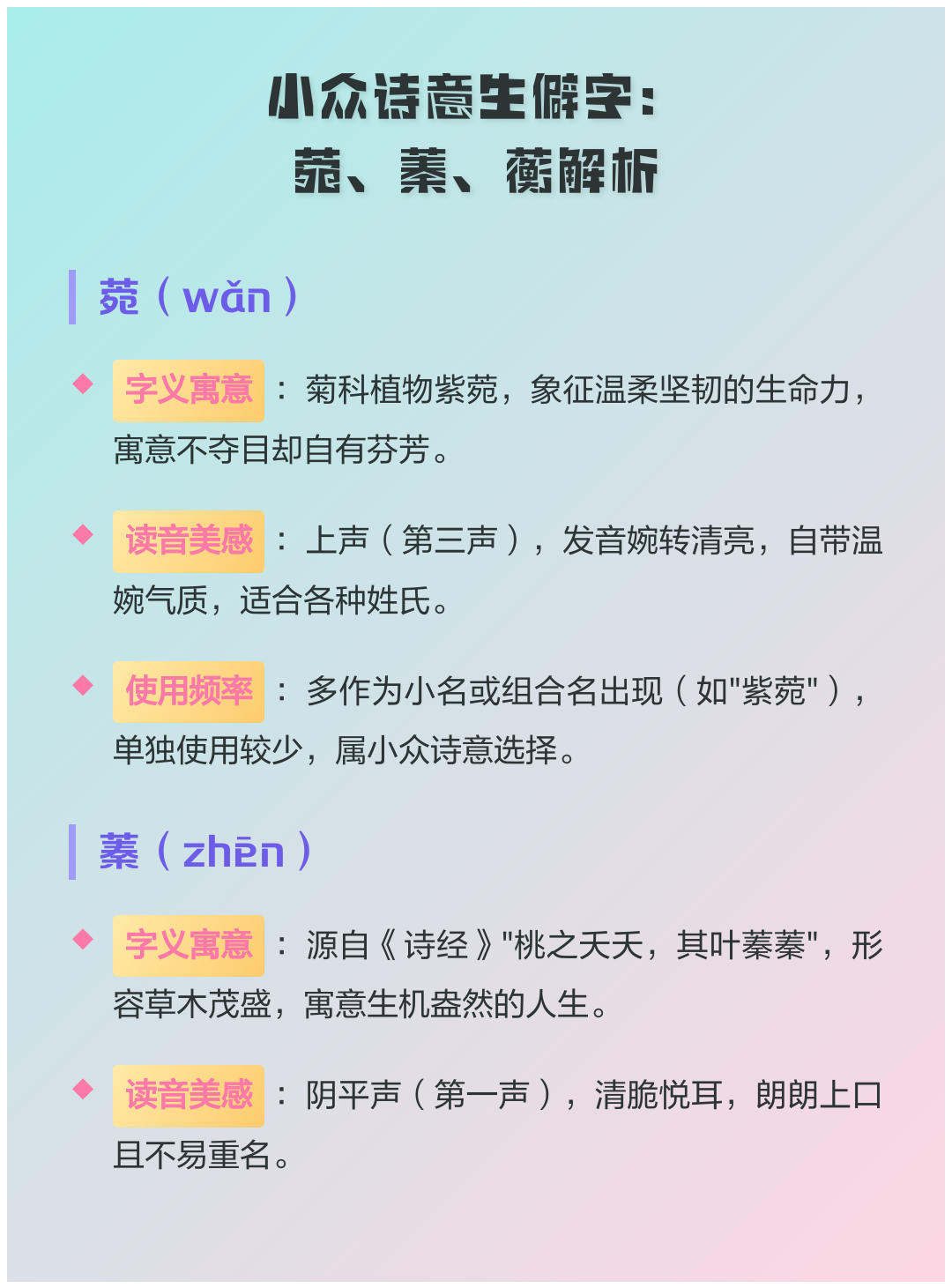蓁字不能用于取名(用蓁做女孩子的名字好吗) 蓁字不能用于取名(用蓁做女孩子的名字好吗)