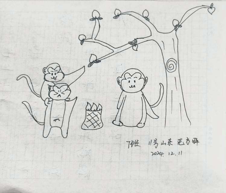 小猴子摘桃子扩句一年级(小猴子摘桃子看图写话图片)