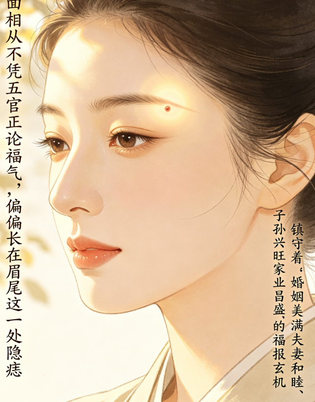 眉尾有痣的女人(眉间痣的女人面相)
